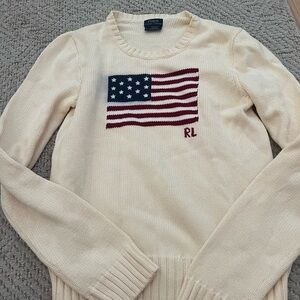 Ralph lauren american flag sweater cream